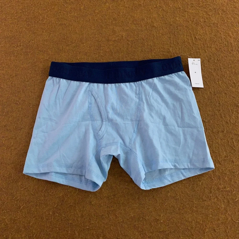 Old Navy Boys Medium Blue Gray 4 Pack Cotton Blend Boxer Briefs Underwear NWT
